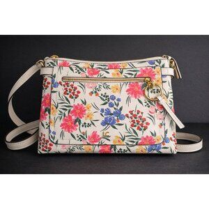 Liz Claiborne Floral Crossbody Bag White Adjustable Strap Like New